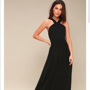 Lulu’s Air of Romance Black Maxi Dress - Size L